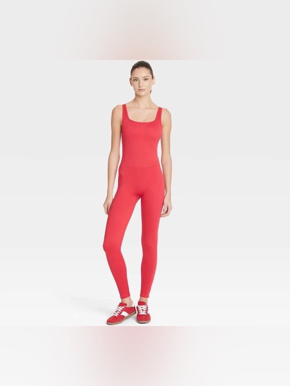 All in Motion Women's Seamless Square Neck Bodysuit Jumpsuit Red Size XS